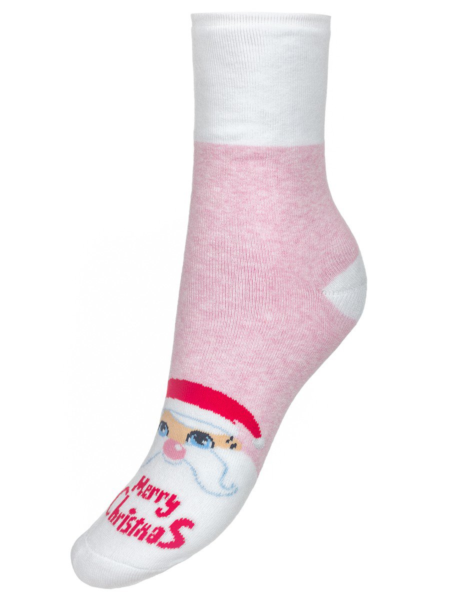 Носки детские новогодние с люрексом 301 светло-розовый, цвет: светло-розовый