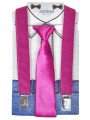 Набор подтяжки и галстук: длина галстука 26 см,подтяжки по спинке 45 см max, цвет: фуксия
