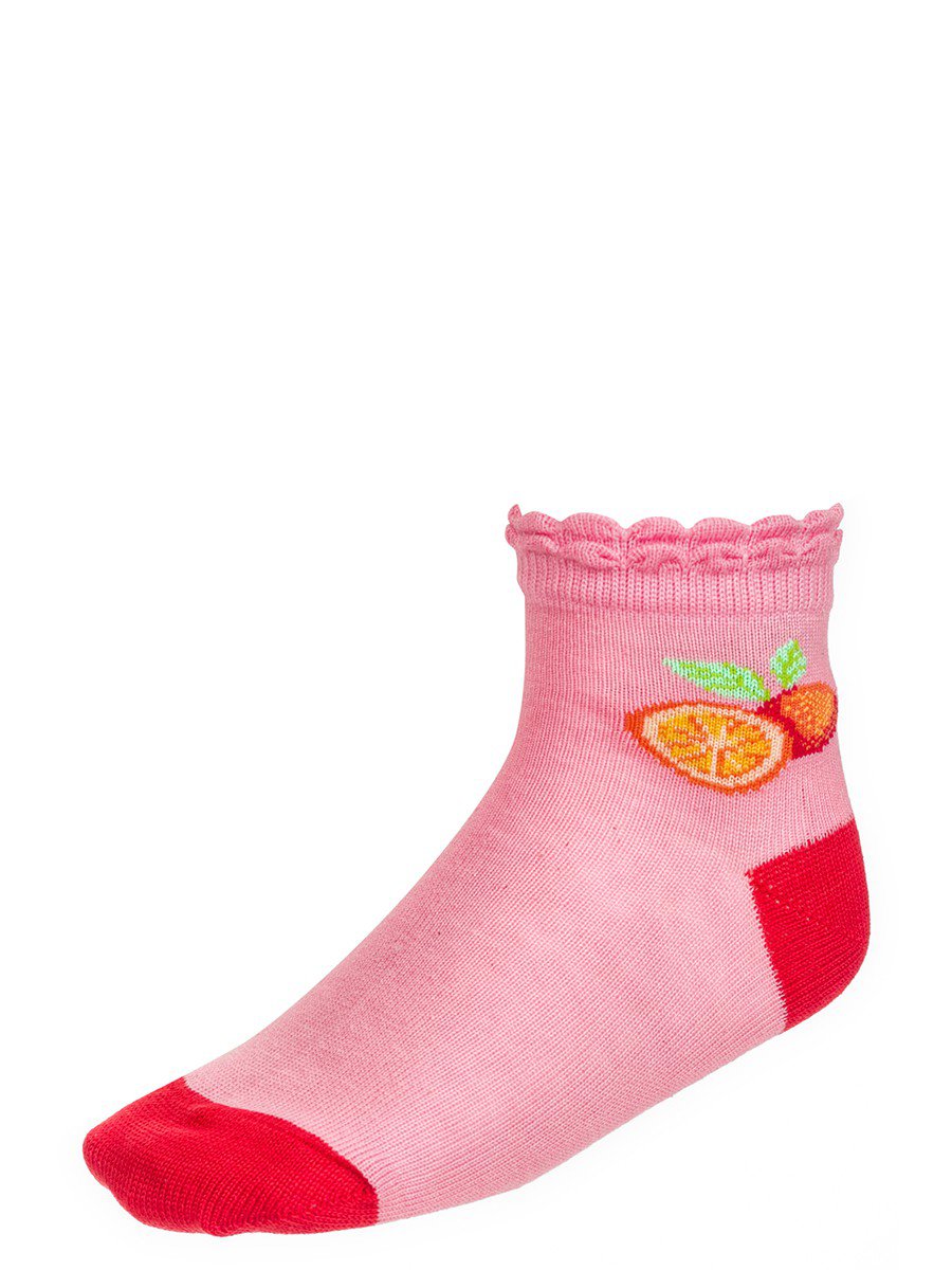 Носки для девочки борт в виде двойной рюши, цвет: светло-розовый