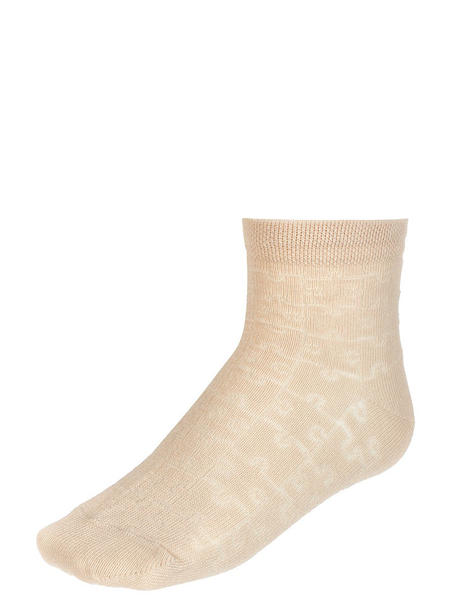 Носки для мальчика с ажурным рисунком "пазл", цвет: бежевый