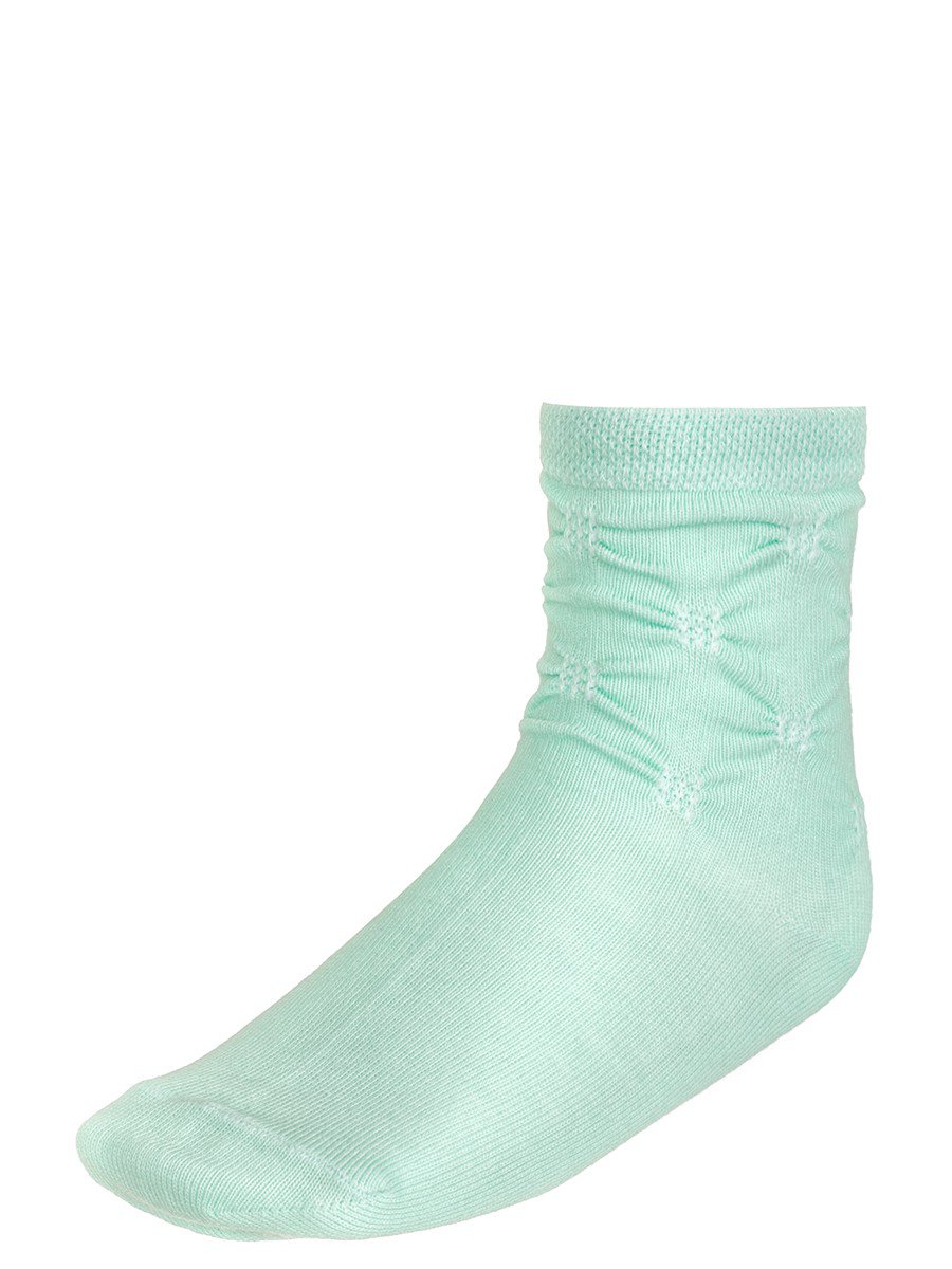 Носки для девочки с прессовым плетением на паголенке, цвет: мятный