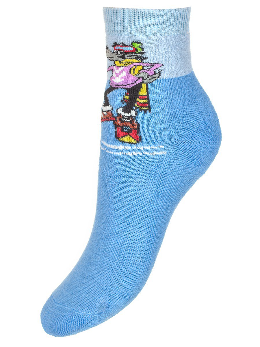 Зимние плюшевые носки из коллекции «Ну, погоди!», цвет: голубой