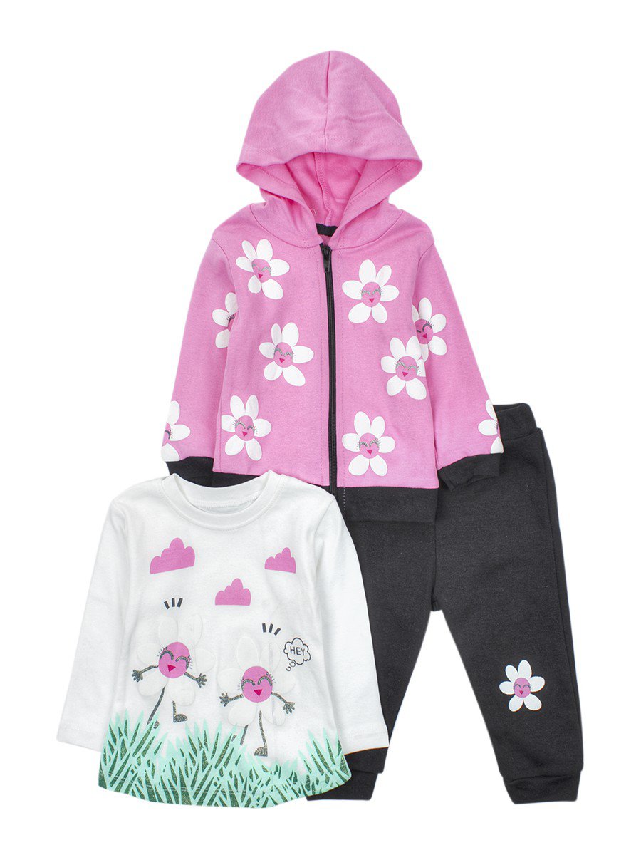 Комплект для девочки:кофточка,штанишки и толстовка, цвет: светло-розовый