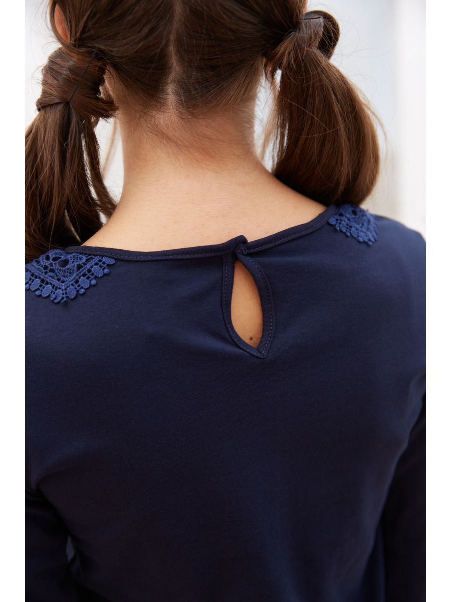 Блузка прилегающего силуэта, цвет: темно-синий