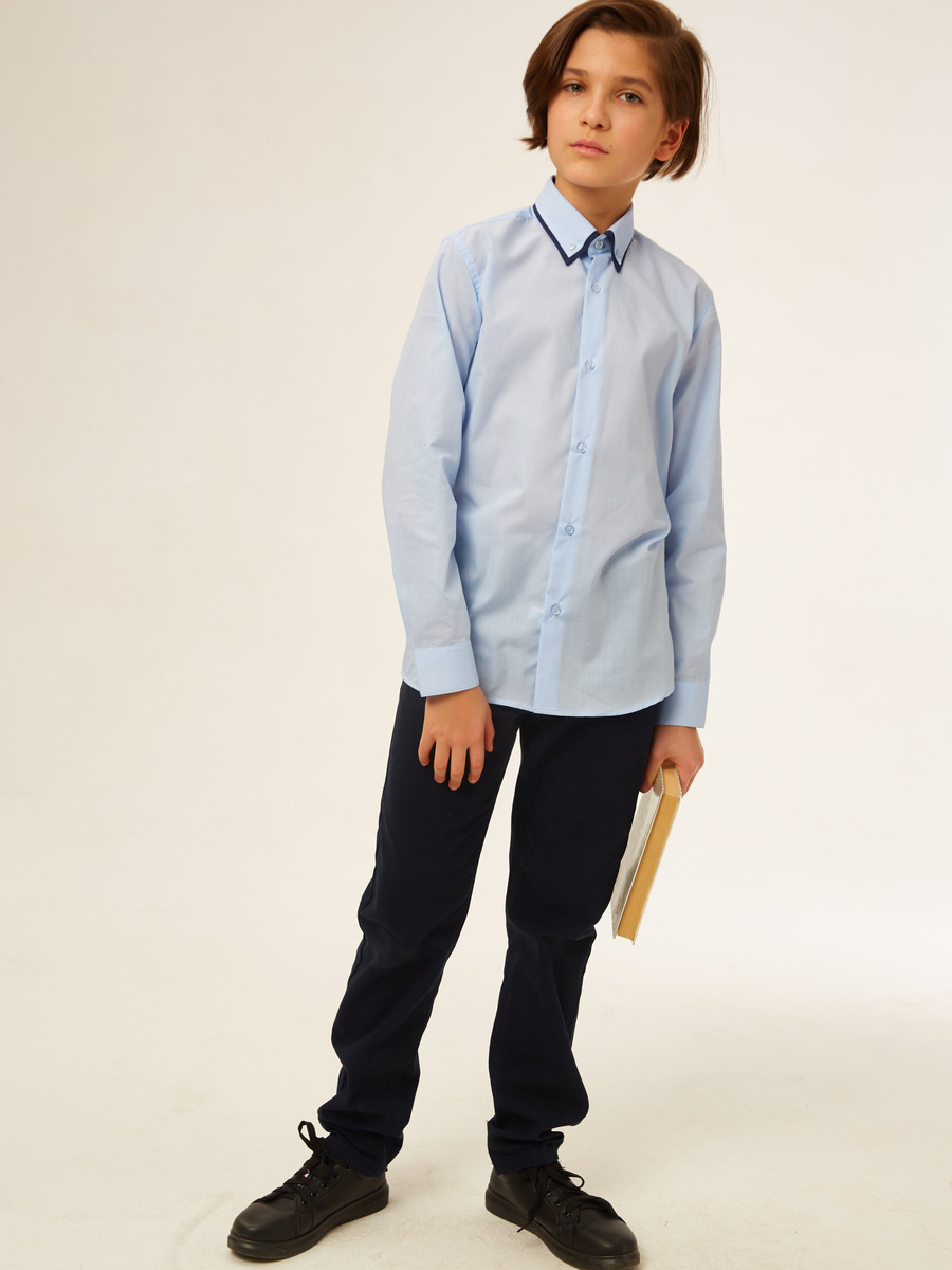 Сорочка приталенного силуэта для мальчика, цвет: голубой