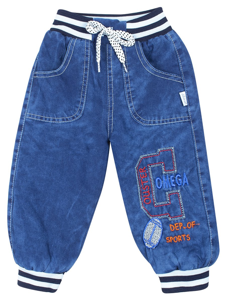 Брюки джинсовые на махровой подкладке для мальчика, цвет: деним