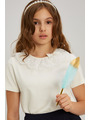Блузка прилегающего силуэта, цвет: молочный