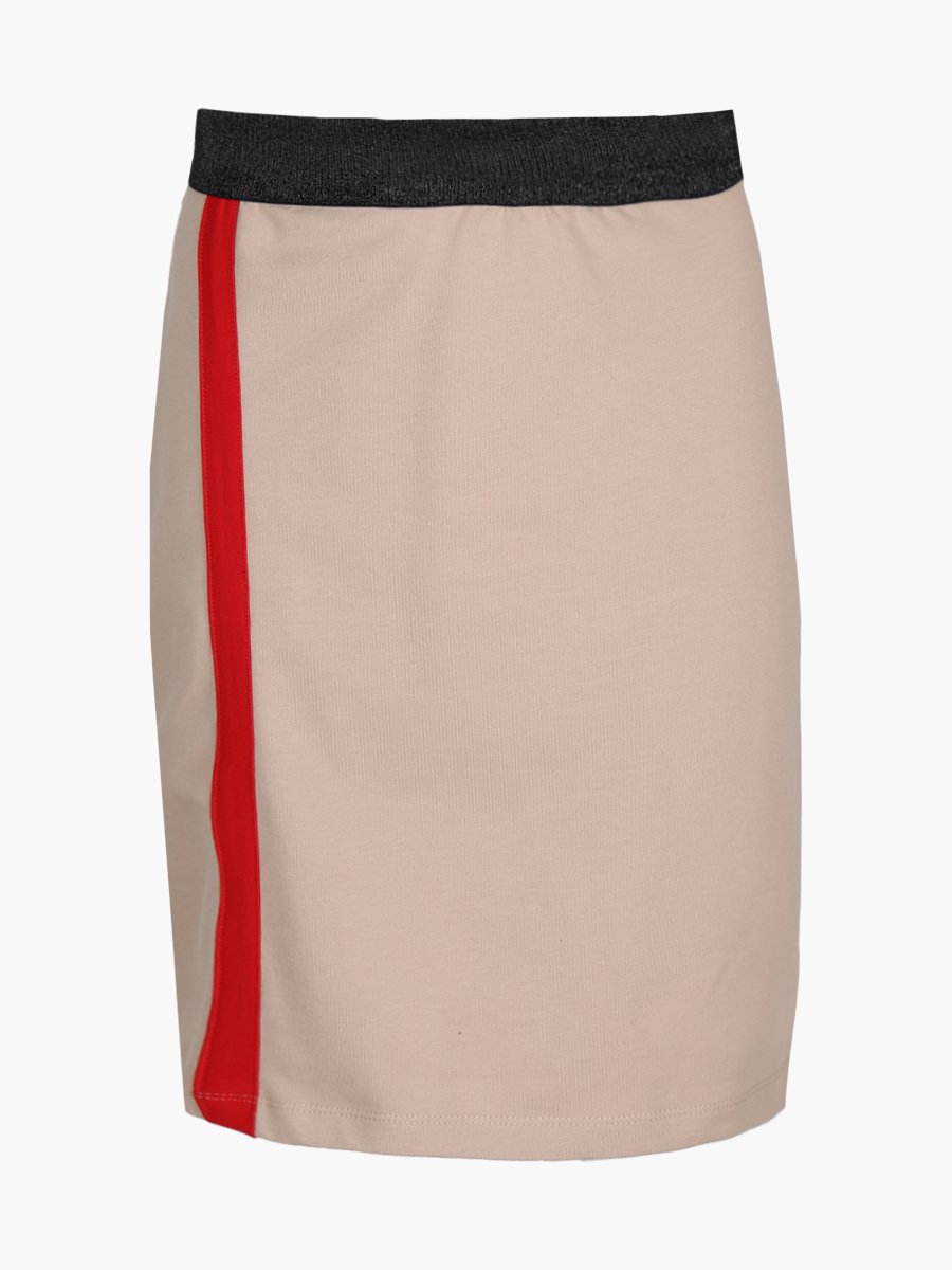 Комплект: свитшот укороченный и юбка прилегающего силуэта, цвет: кэмел,красный
