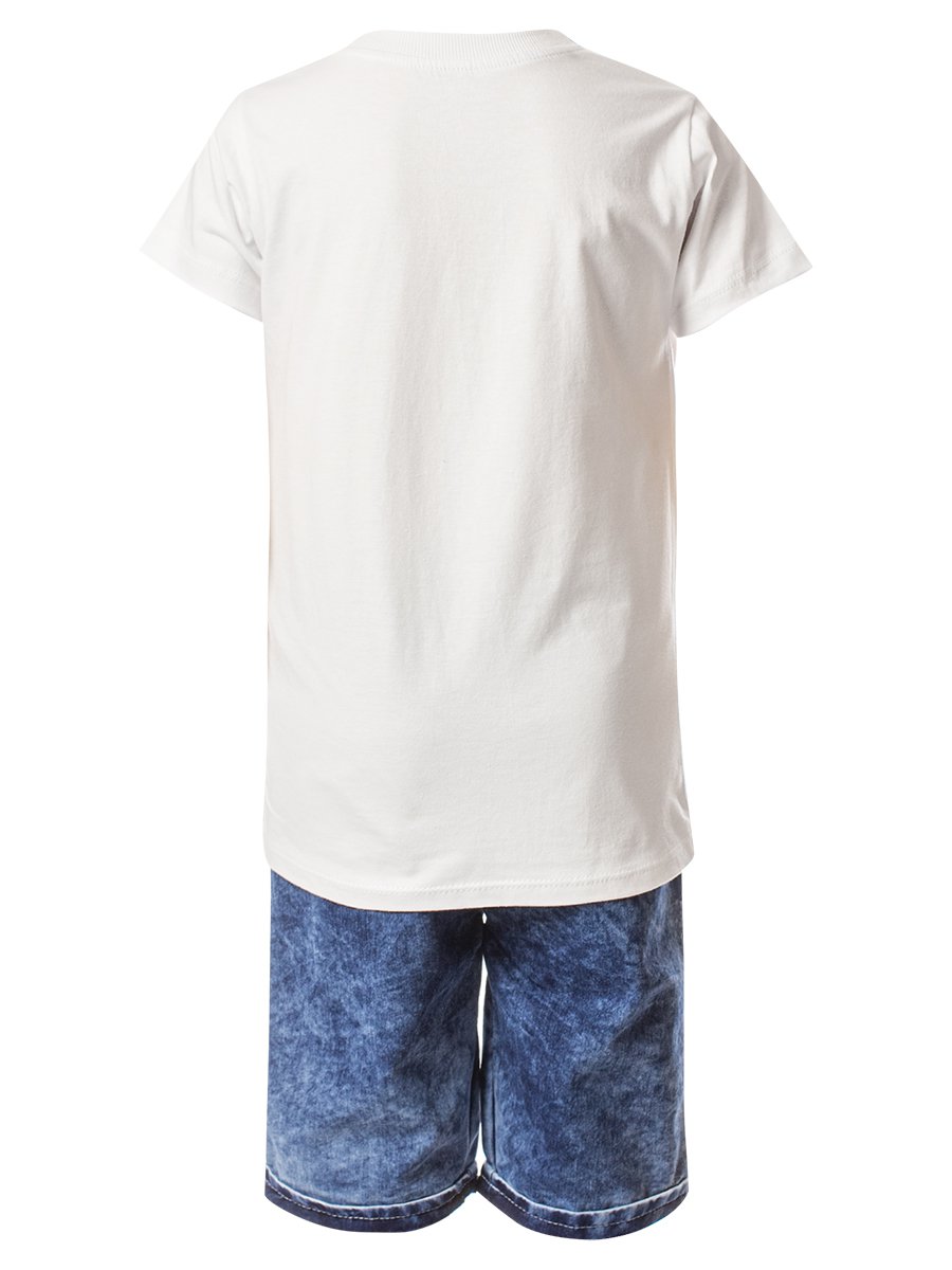 Комплект для мальчика: футболка и джинсовые шорты, цвет: белый