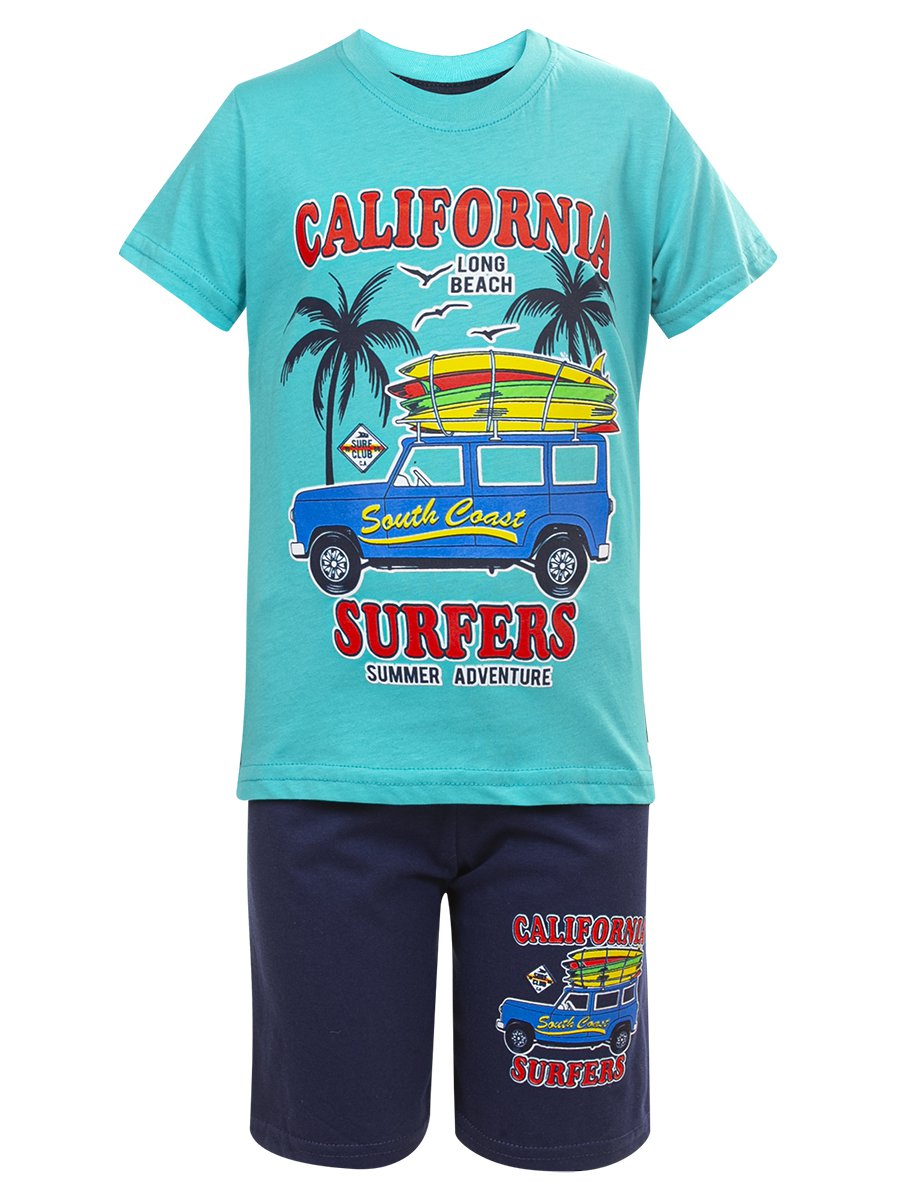 Комплект для мальчика: футболка и шорты, цвет: мятный