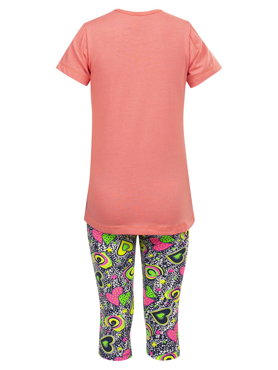 Комплект для девочки: футболка и капри, цвет: персиковый