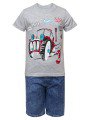 Комплект для мальчика: футболка и джинсовые шорты, цвет: серый меланж
