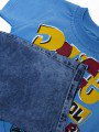 Комплект для мальчика: футболка и джинсовые шорты, цвет: голубой