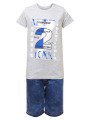 Комплект для мальчика: футболка и джинсовые шорты, цвет: серый меланж
