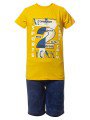 Комплект для мальчика: футболка и джинсовые шорты, цвет: желтый