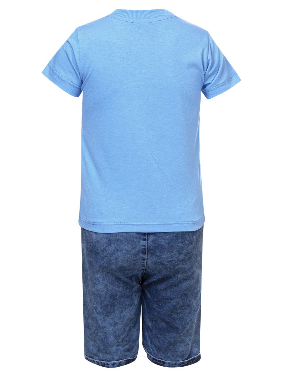 Комплект для мальчика: футболка и джинсовые шорты, цвет: синий