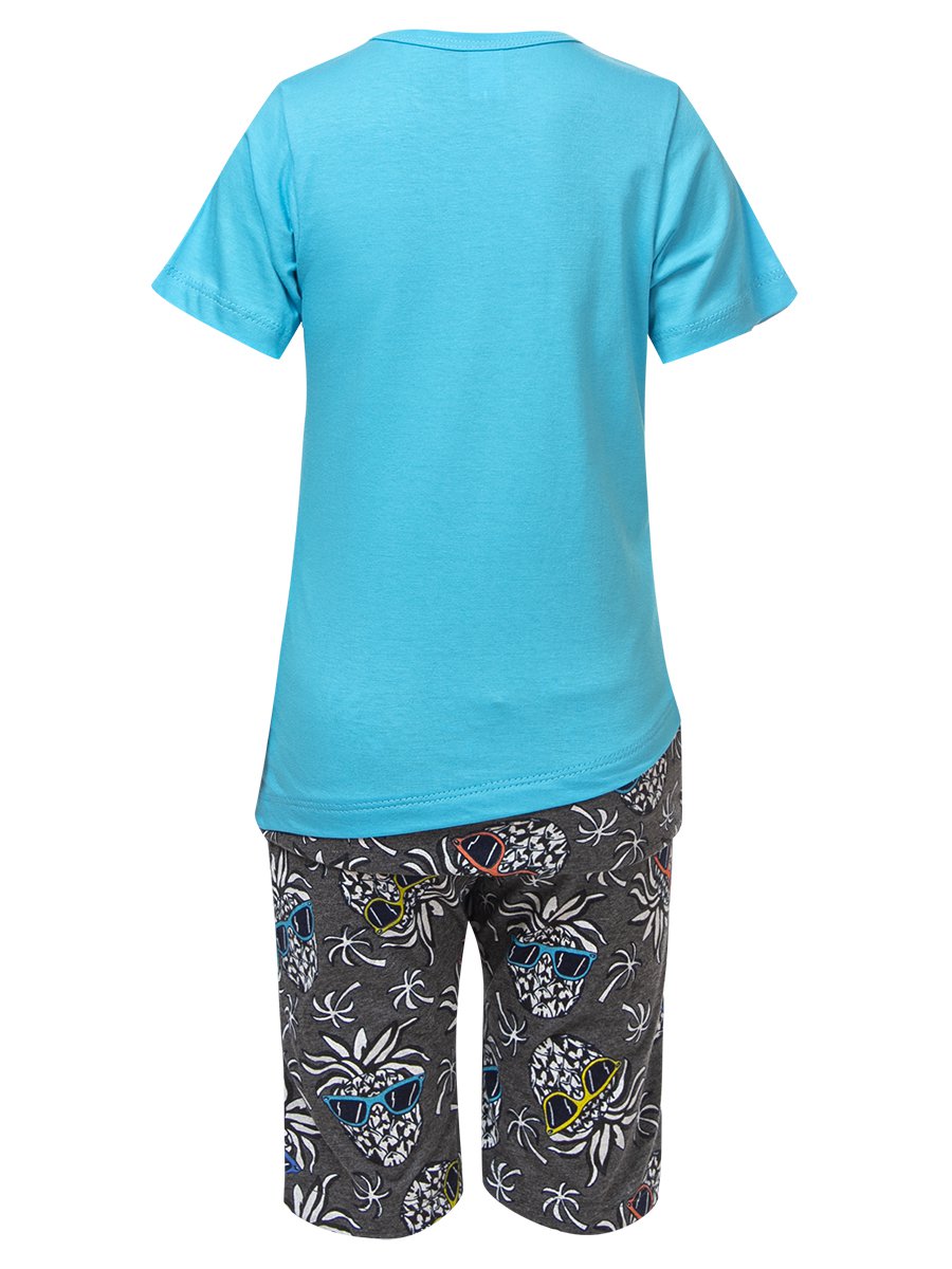 Комплект для девочки: футболка и шорты, цвет: бирюзовый