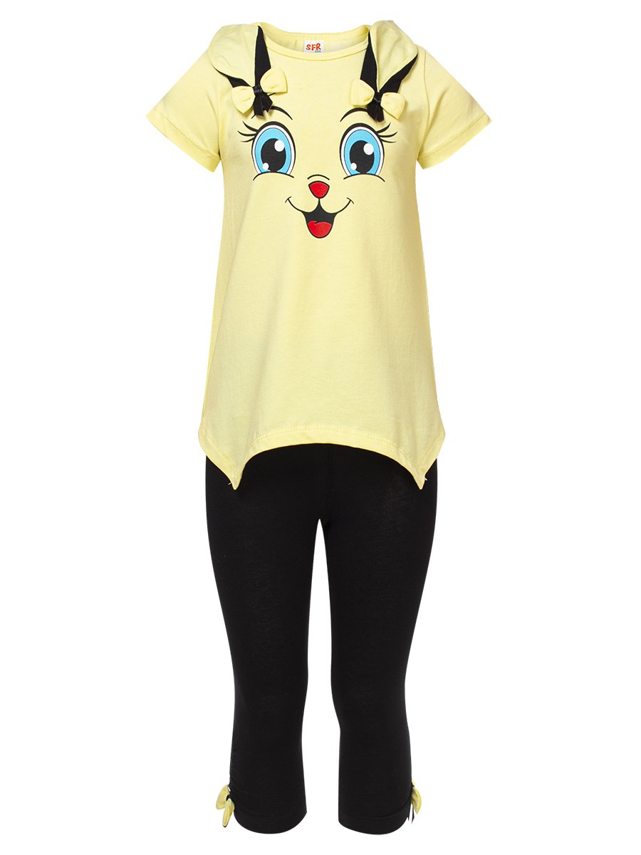 Комплект для девочки: футболка и капри, цвет: желтый
