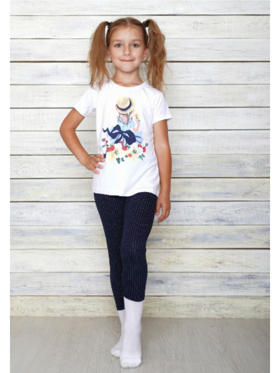Комплект для девочки: футболка и капри, цвет: белый