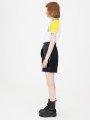 Комплект женский: футболка укороченная и шорты с завышенной посадкой, цвет: желтый