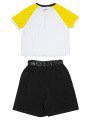 Комплект женский: футболка укороченная и шорты с завышенной посадкой, цвет: желтый