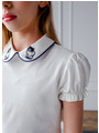 Блузка прилегающего силуэта, цвет: молочный