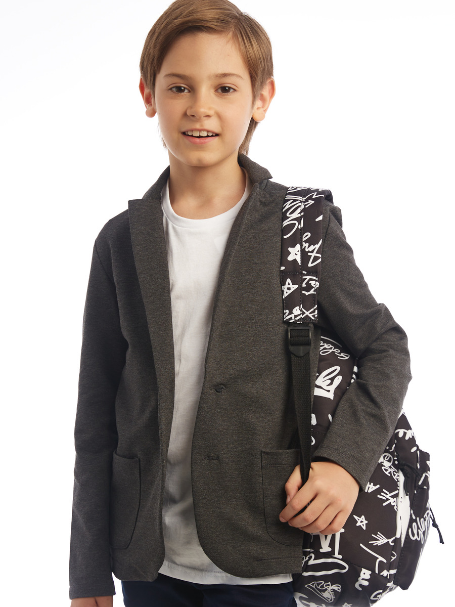 Пиджак для мальчика, цвет: темно-серый