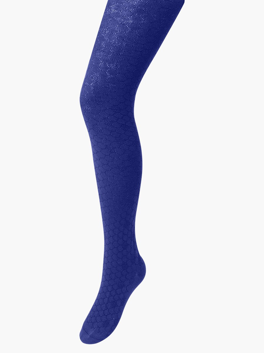Колготки для девочки с ажурным рисунком по всей длине ножки, цвет: темно-синий