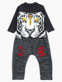 Комплект для мальчика: лонгслив, штанишки и болоньевый жилет на синтепоне, цвет: красный