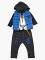 Комплект для мальчика: лонгслив, штанишки и болоньевый жилет на синтепоне, цвет: деним