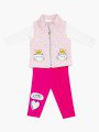 Комплект для девочки: лонгслив, лосины и жилет утепленный, цвет: пыльно-розовый