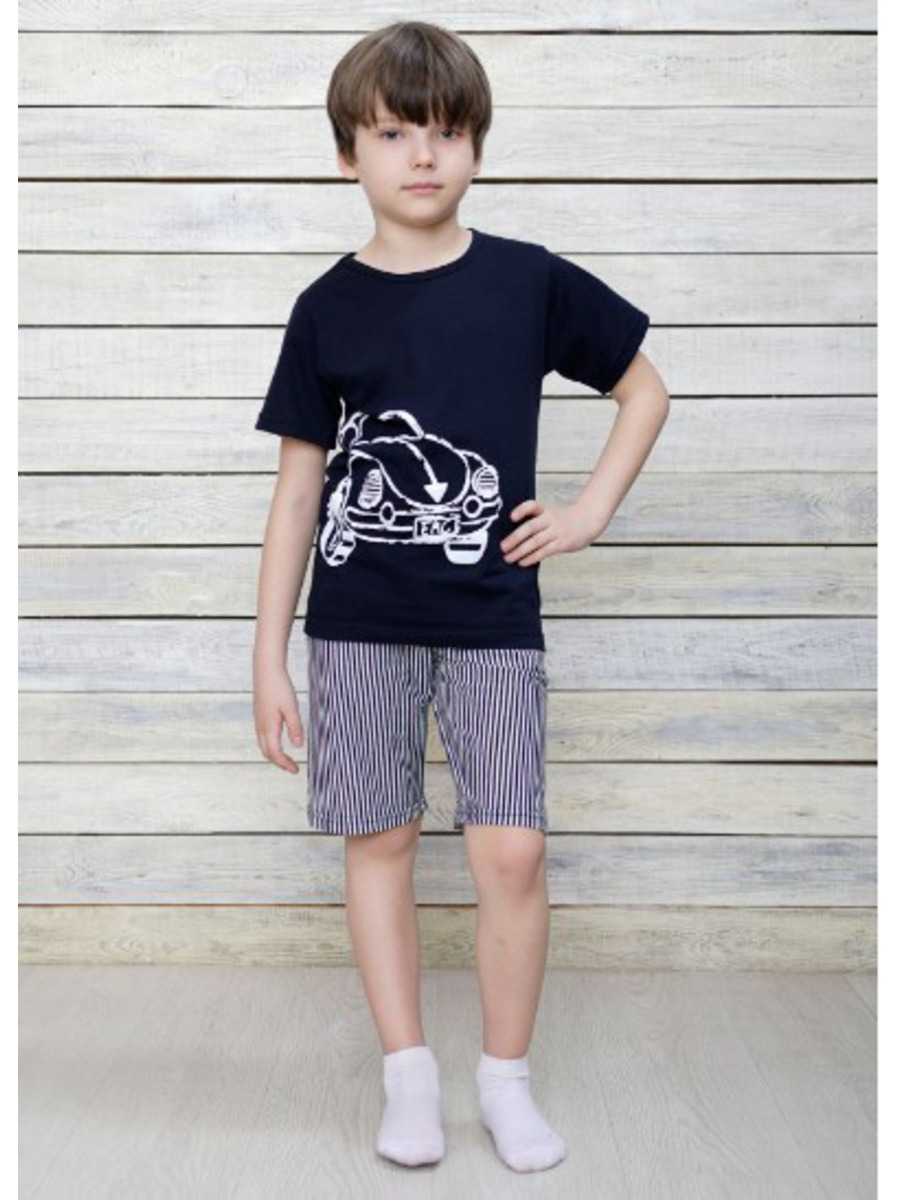 Комплект для мальчика: футболка и шорты, цвет: темно-синий