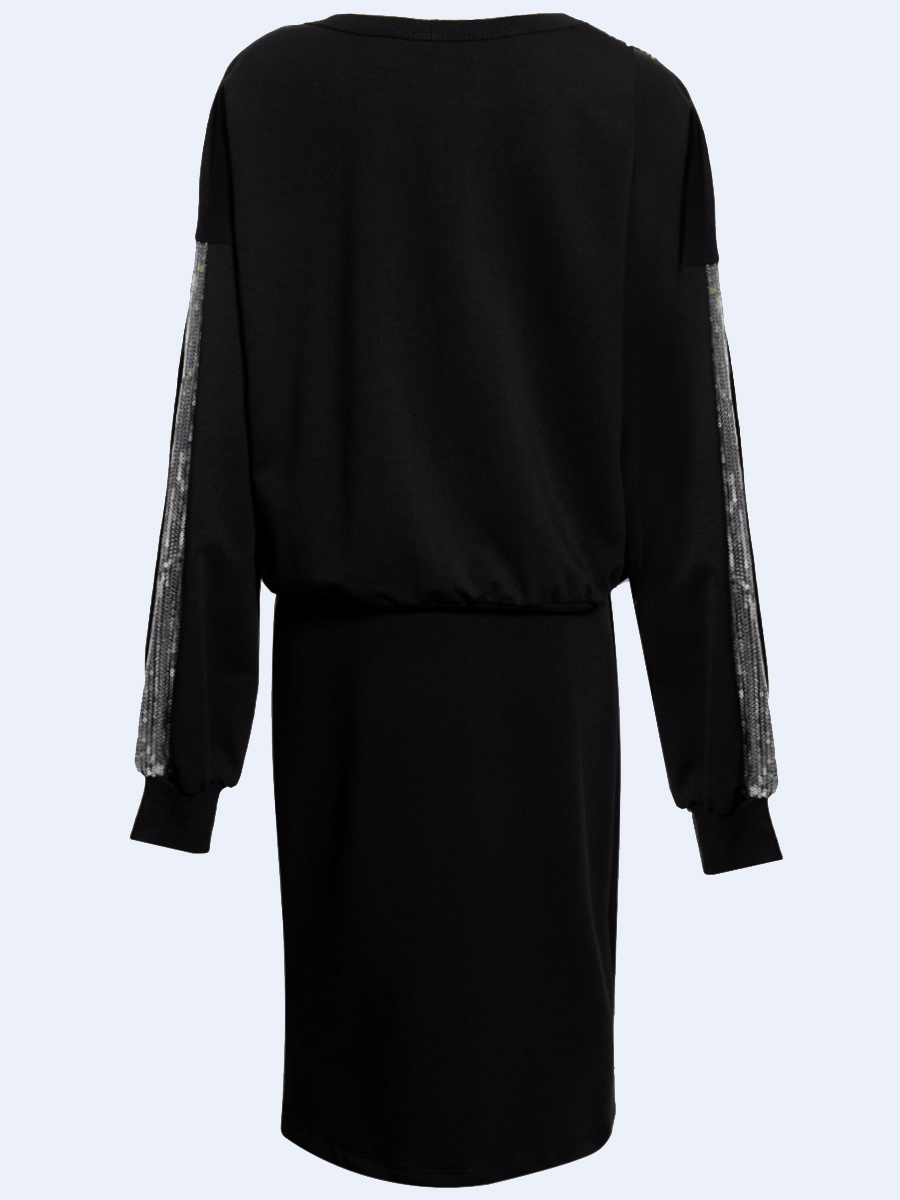 Комплект:свитшот укороченный и юбка прилегающего силуэта, цвет: черный