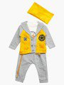 Комплект для мальчика: кофточка, штанишки, кардиган и бандана, цвет: желтый