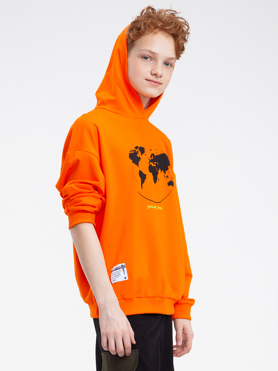 Толстовка с капюшоном для мальчика, цвет: оранжевый