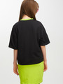 Комплект: футболка укороченная и юбка прямого силуэта, цвет: черный,салатовый