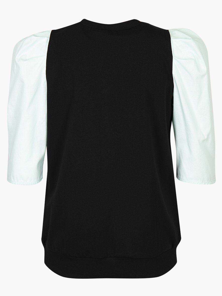 Блузка прилегающего силуэта, цвет: черный,мята