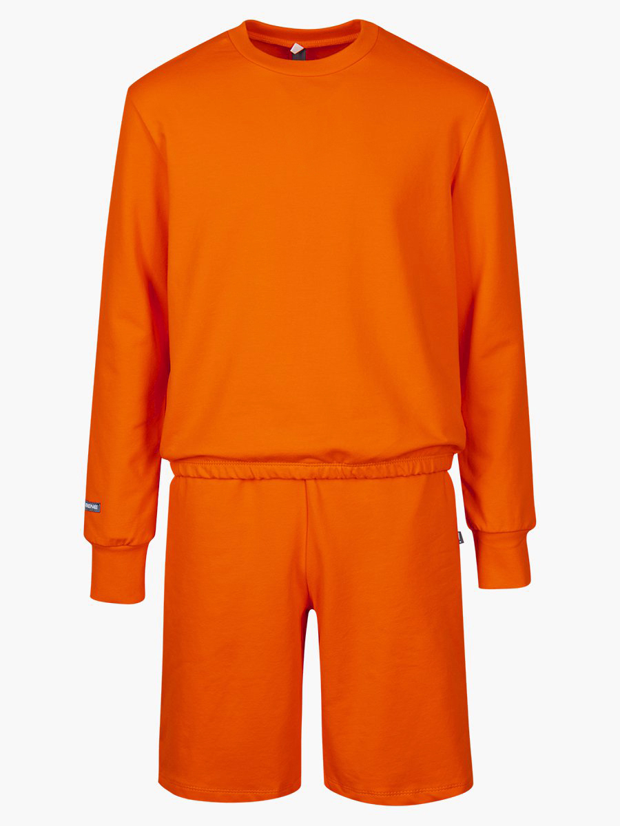 Комплект: свитшот и шорты прямые с завышенной талией, цвет: оранжевый