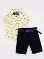 Комплект для мальчика: рубашка, бабочка и шорты с ремнем, цвет: желтый