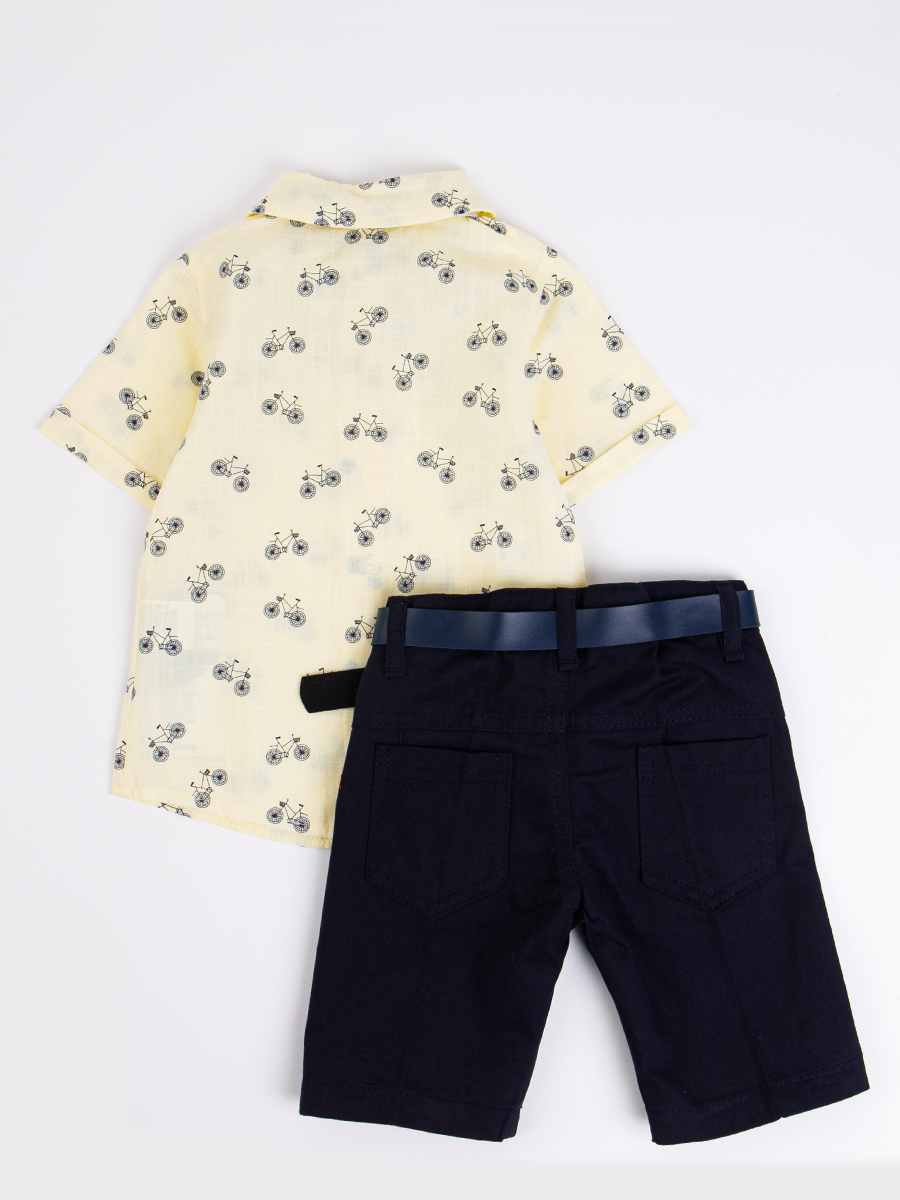 Комплект для мальчика: рубашка, бабочка и шорты с ремнем, цвет: желтый
