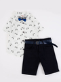 Комплект для мальчика: рубашка, бабочка и шорты с ремнем, цвет: белый