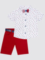 Комплект для мальчика: рубашка, бабочка и шорты с ремнем, цвет: бордовый