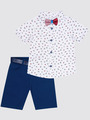 Комплект для мальчика: рубашка, бабочка и шорты с ремнем, цвет: синий