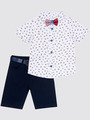 Комплект для мальчика: рубашка, бабочка и шорты с ремнем, цвет: темно-синий