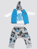 Комплект для мальчика: кофточка, штанишки и жилет болоньевый на синтепоне