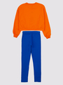 Костюм спортивный:свитшот и лосины облегающие со средней посадкой, цвет: неон оранжевый