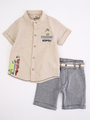 Комплект для мальчика: рубашка и шорты, цвет: бежевый