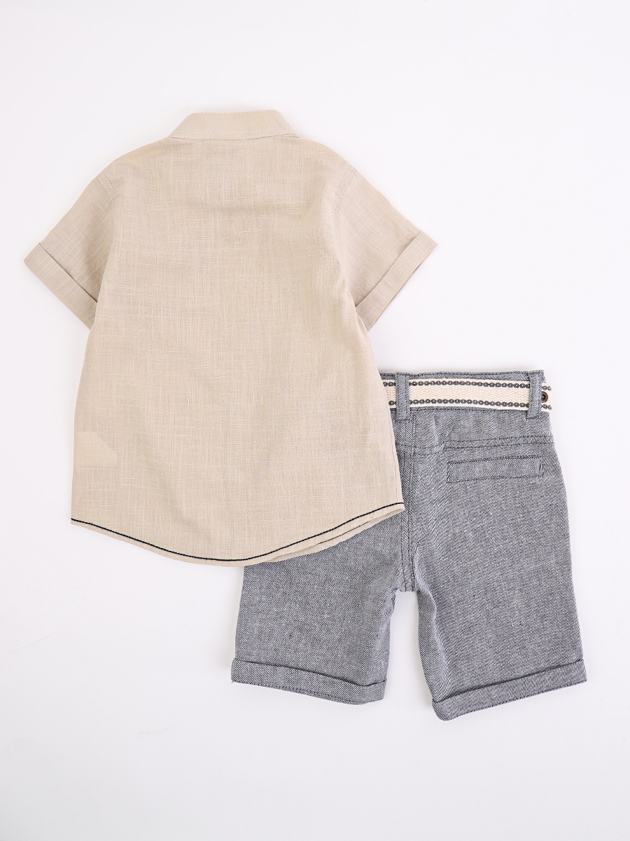 Комплект для мальчика: рубашка и шорты, цвет: бежевый
