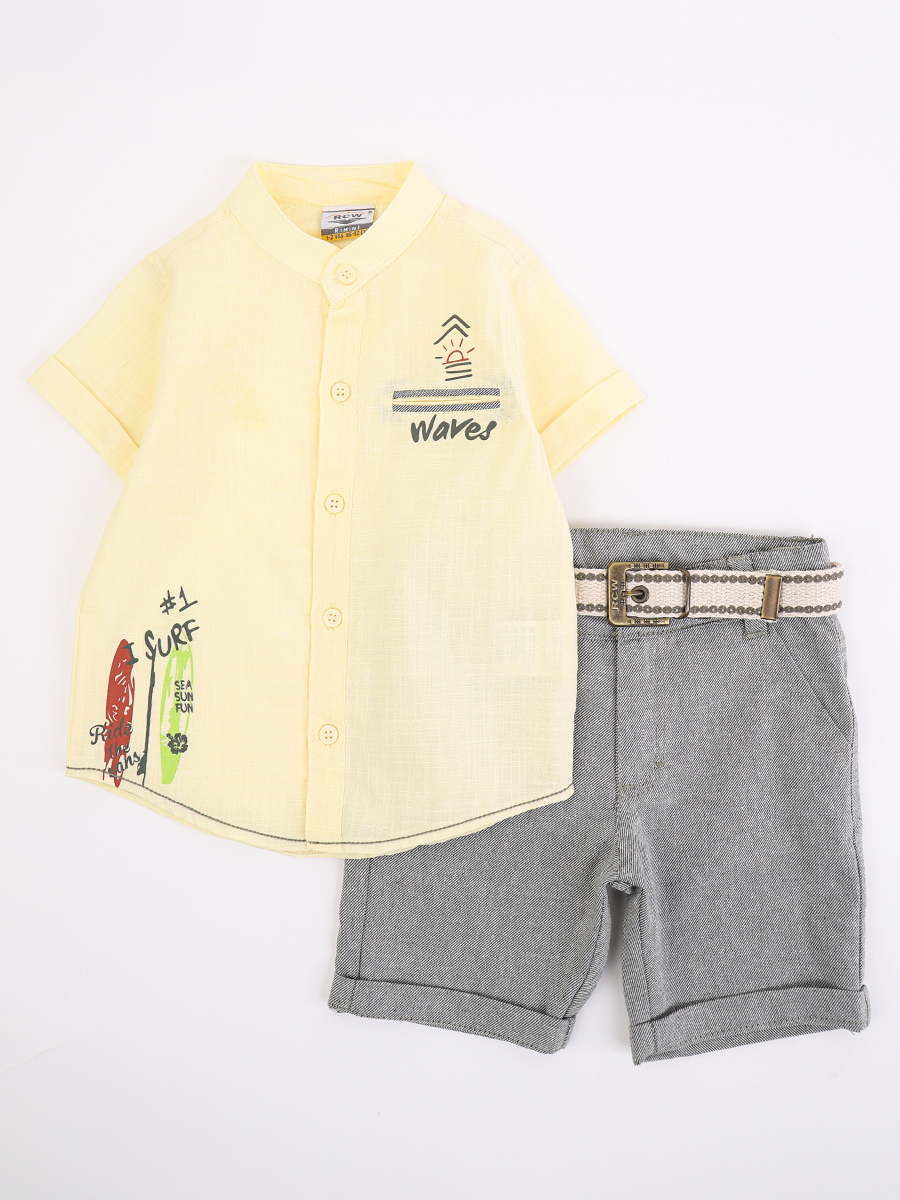 Комплект для мальчика: рубашка и шорты, цвет: лимонный