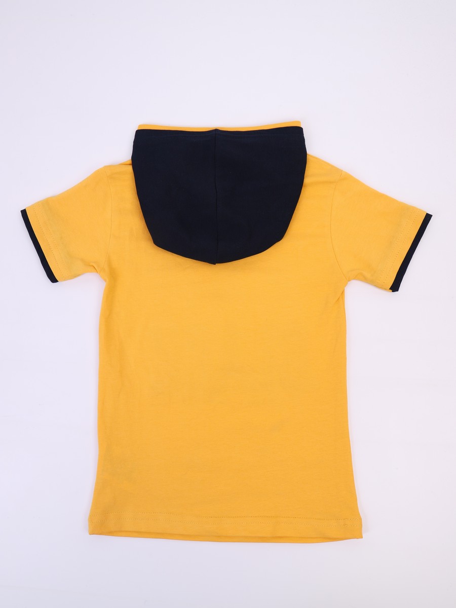 Комплект для мальчика: футболка, брюки джинсовые и жилет, цвет: желтый